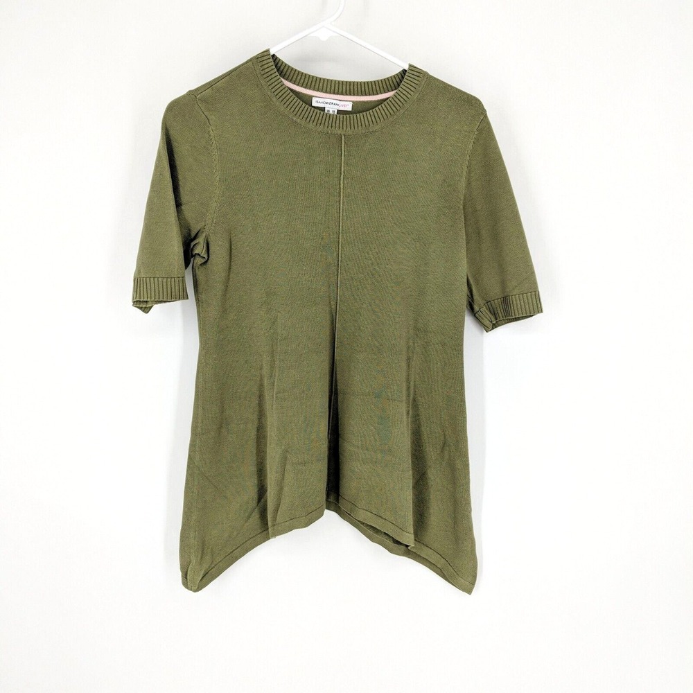 Isaac Mizrahi Live! Crewneck Cascade Hem Pullover Sweater Rosemary Green Small